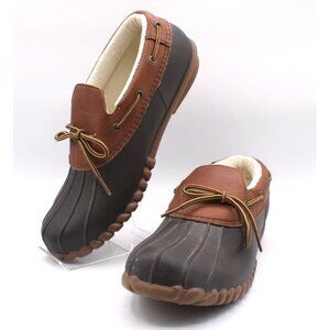 Henry Ferrera Collection Brown & Dark Gray Duck Shoes Women Size 10 Fleece Lined